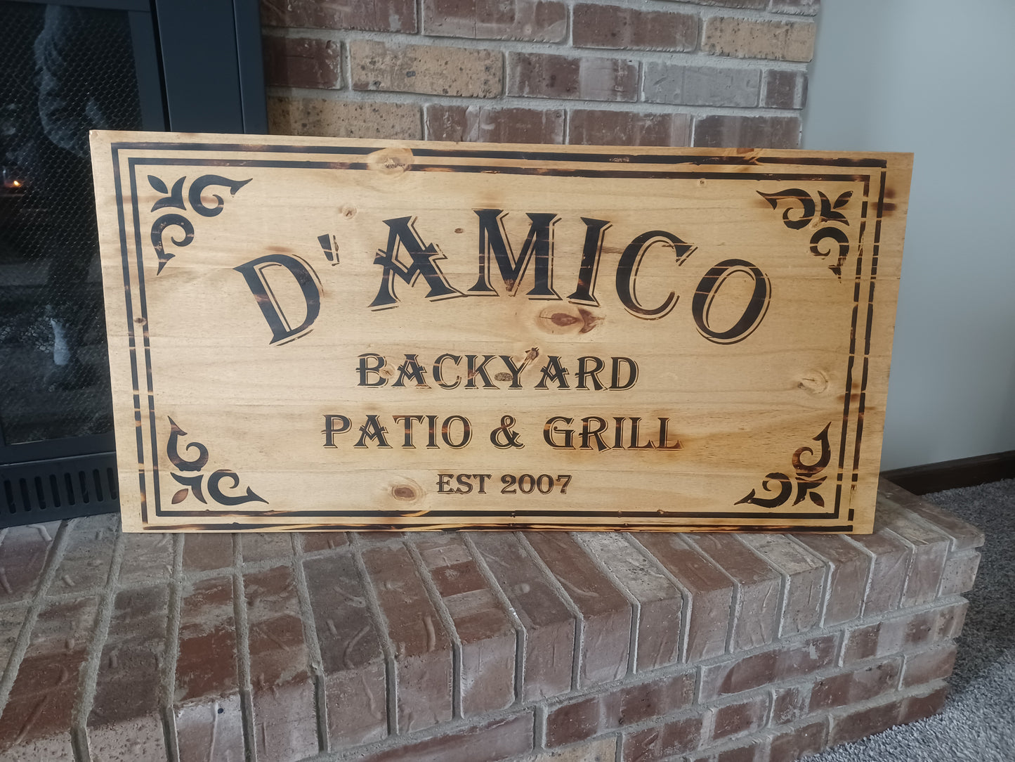 Vintage Wood-Burned Patio/Game Room Sign 1"x18"x3'